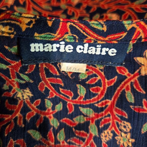 Vintage 90s Boho Maxi Granny Dress Size M Beaded Elephant Print Red Floral Rayon - Picture 10 of 11